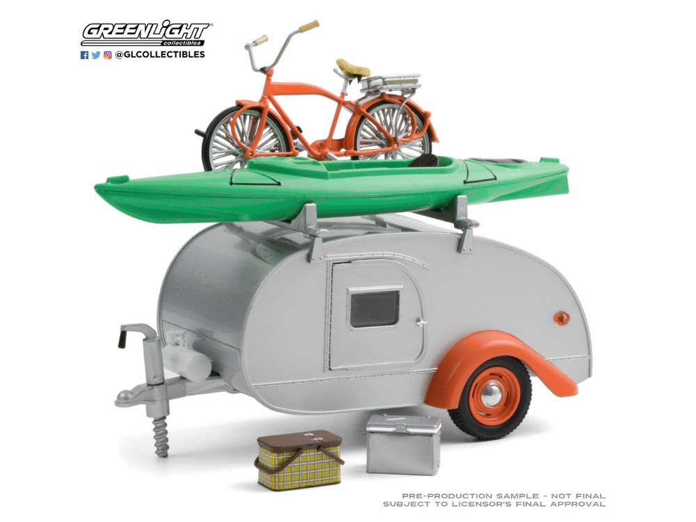 Hot Wheels - Teardrop Trailer in Silver w Orange Trim -