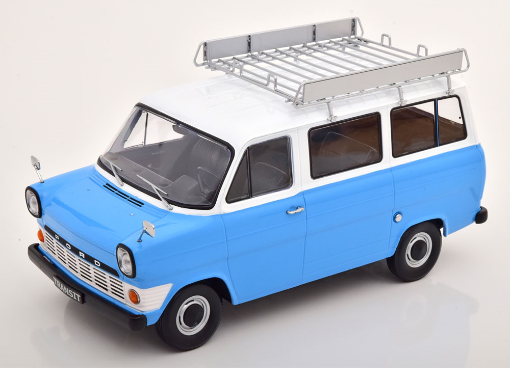Hot Wheels - Ford Transit Bus mit Dach-Gepäcktrräger 1965 hellblau/weiß - 