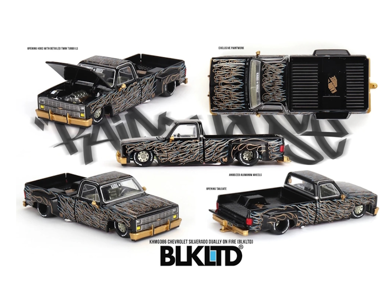 Hot Wheels - Chevrolet Silverado Dually on Fire Black Limited -