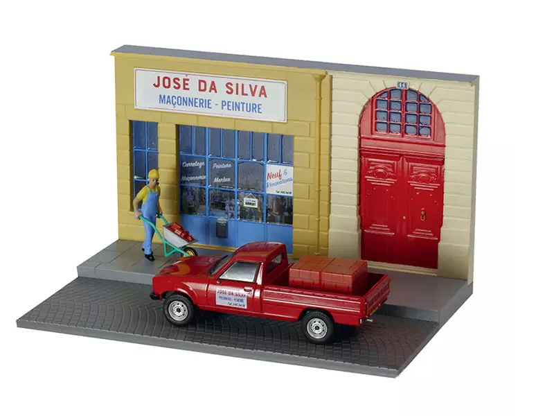 Hot Wheels - Peugeot 504 dangel - Diorama le maçon -